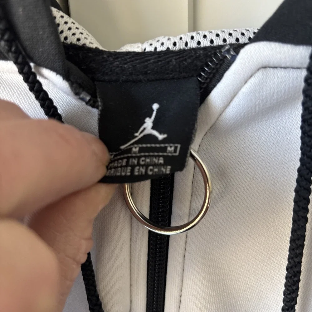 Jordan Men's Two-Tone Black and White Zip Up‎ Hoodie Men's Medium